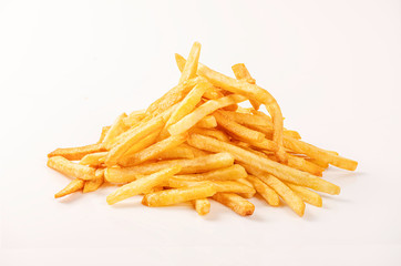 French fries on white background