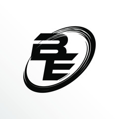 Initial Letter BE Brush Effect Logo Design