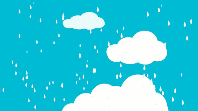 View of rain on blue sky and white clouds animation.animation concept video