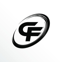Initial Letter CF Brush Effect Logo Design