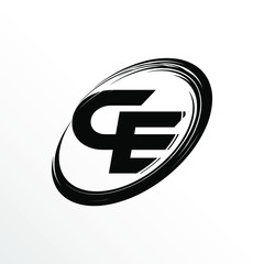 Initial Letter CE Brush Effect Logo Design