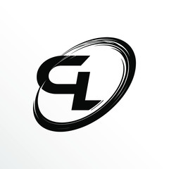 Initial Letter CL Brush Effect Logo Design