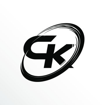 Initial Letter CK Brush Effect Logo Design