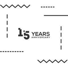 15 Years Anniversary Black Number Vector Design Illustration