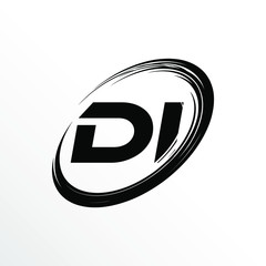 Initial Letter DI Brush Effect Logo Design