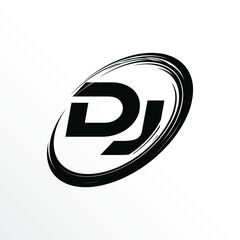 Initial Letter DJ Brush Effect Logo Design