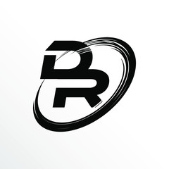 Initial Letter DR Brush Effect Logo Design