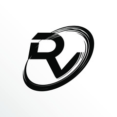 Initial Letter DV Brush Effect Logo Design