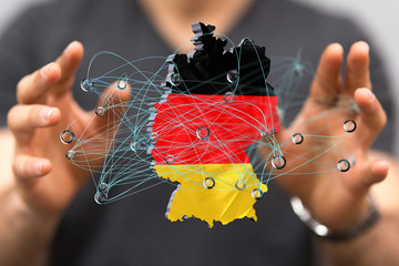 map of Germany. Wire frame 3D mesh