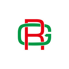 letter gr simple geometric linked overlapping design symbol logo vector