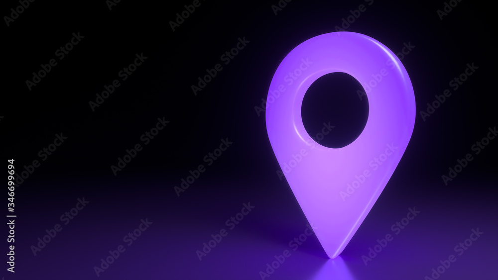 Fototapete map pointer on violet purple dark background. location concept. map pointer with dot in the middle i