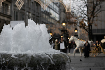 Small fountain in Belgrade city center, Pedestrian zone