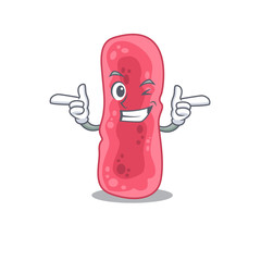 Cartoon design concept of shigella sonnei with funny wink eye