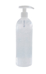 pumping alcohol gel bottle on isolated white background