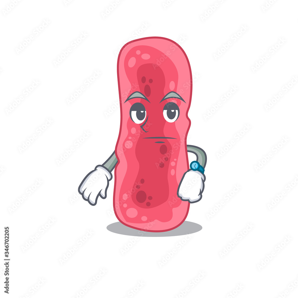 Poster mascot design of shigella sonnei showing waiting gesture