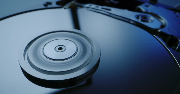 Interior of a hard disk drive