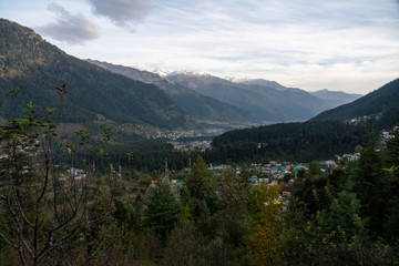 sunset in the mountains of Manali India