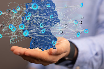 map of Germany. Wire frame 3D mesh