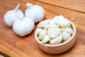 close up garlic ingredient for cooking