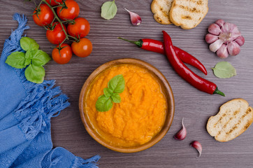 Vegetable puree in a dish