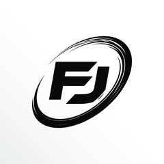 Initial Letter FJ Brush Effect Logo Design