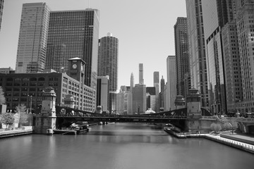 Chicago River Architecture Black and White - 346705693
