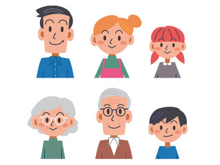 3世代家族上半身イラスト
