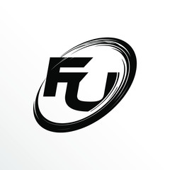 Initial Letter FU Brush Effect Logo Design