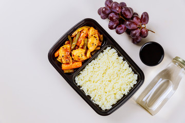 Healthy food delivery or take away lunch in container.