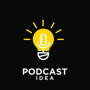 podcast idea bulb logo icon design vector