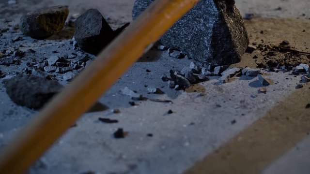 close up of a worn pickaxe