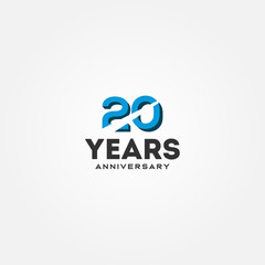 20 Year Anniversary Black Number Vector Design Illustration