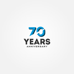 70 Year Anniversary Black Number Vector Design Illustration