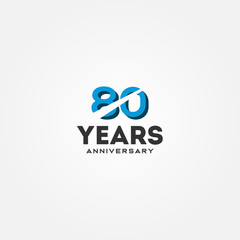 80 Year Anniversary Black Number Vector Design Illustration