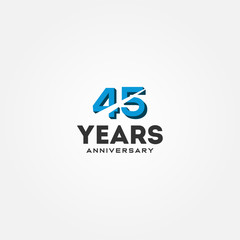 45 Year Anniversary Black Number Vector Design Illustration