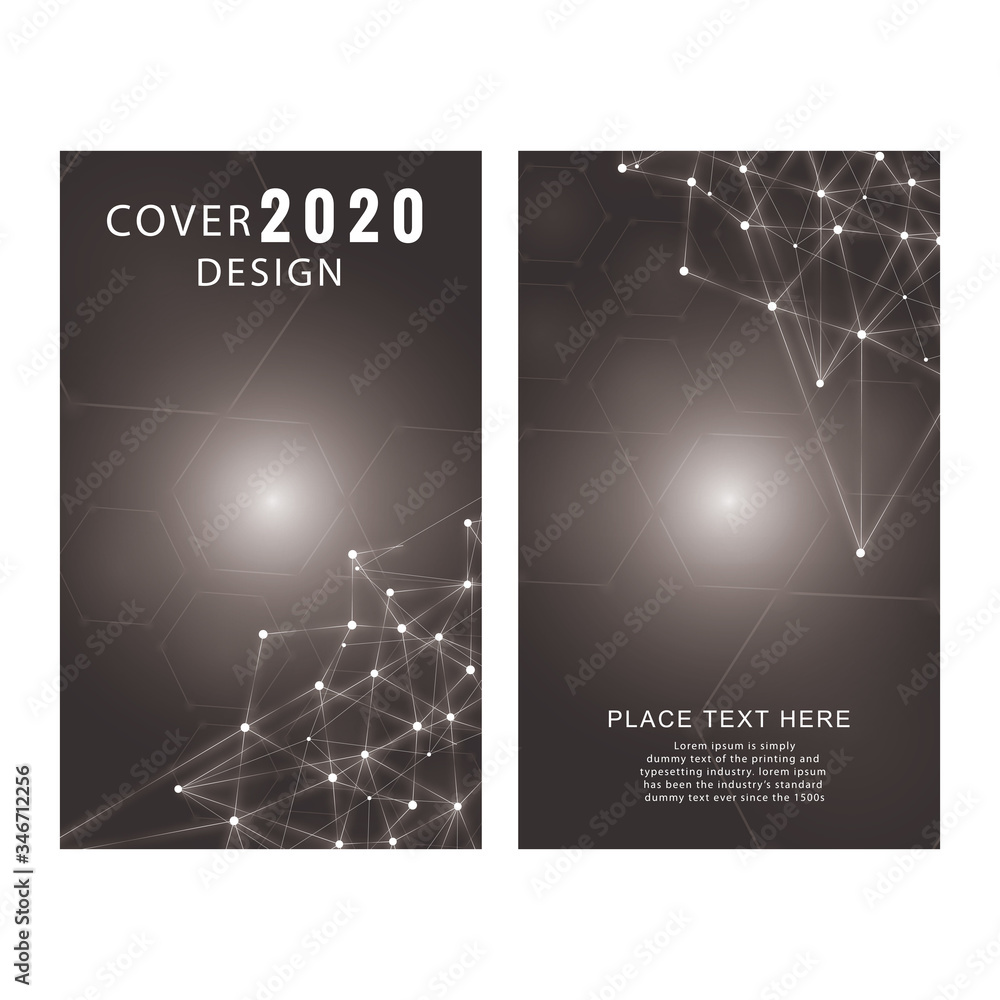 Aufkleber vector template for brochure or cover with molecular structure background and connected lines and do