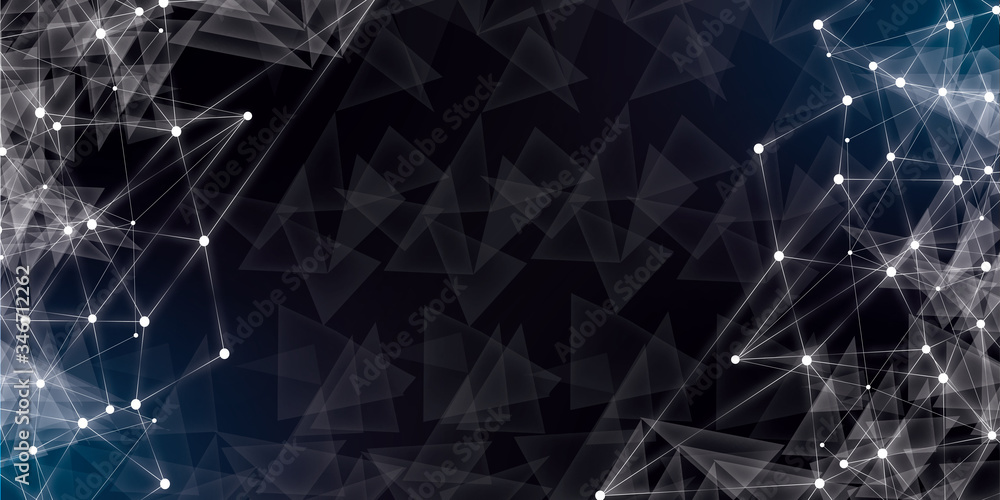 Poster abstract multi blue polygonal space background with connecting dots and lines. geometric polygonal b