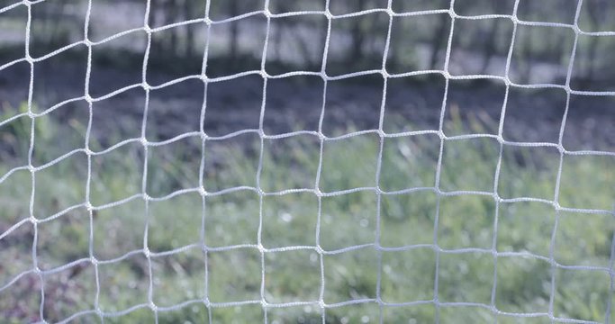 Soccer goal net close up