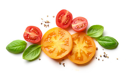 composition of yellow and red tomatoes