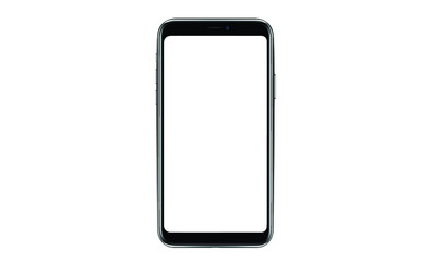 Black smartphone with blank screen isolated on white background. Mockup to showcasing mobile web-site design or screenshots your applications - Vector illustration