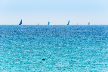 Naklejka premium Sea landscape with boats in Majorca