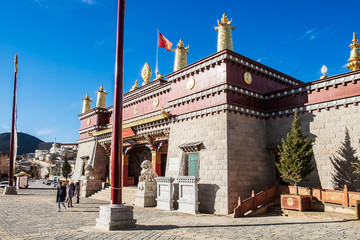 Songzanlin Temple or the Ganden Sumtseling Monastery also known as little Potala Palace in Lhasa,...