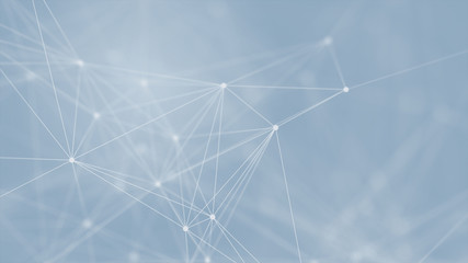 Abstract futuristic with connection lines on blue background. Plexus structure. Concept of Science, Business, Communication, Medical, Technology, Network, Cyber, Sci-fi. Illustration. 3D rendering