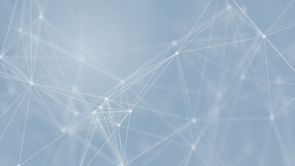 Abstract futuristic with connection lines on blue background. Plexus structure. Concept of Science, Business, Communication, Medical, Technology, Network, Cyber, Sci-fi. Illustration. 3D rendering