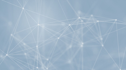 Abstract futuristic with connection lines on blue background. Plexus structure. Concept of Science, Business, Communication, Medical, Technology, Network, Cyber, Sci-fi. Illustration. 3D rendering