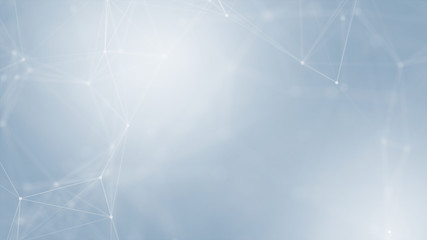 Abstract futuristic with connection lines on blue background. Plexus structure. Concept of Science, Business, Communication, Medical, Technology, Network, Cyber, Sci-fi. Illustration. 3D rendering