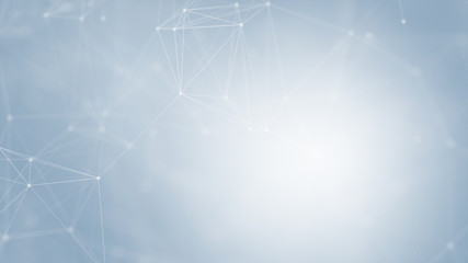 Abstract futuristic with connection lines on blue background. Plexus structure. Concept of Science, Business, Communication, Medical, Technology, Network, Cyber, Sci-fi. Illustration. 3D rendering