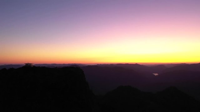 Summer sunset of the Coffin Mountain Fire Lookout on top of Coffin Mountain in Oregon.