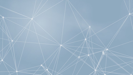 Abstract futuristic with connection lines on blue background. Plexus structure. Concept of Science, Business, Communication, Medical, Technology, Network, Cyber, Sci-fi. Illustration. 3D rendering