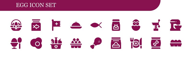 Modern Simple Set of egg Vector filled Icons